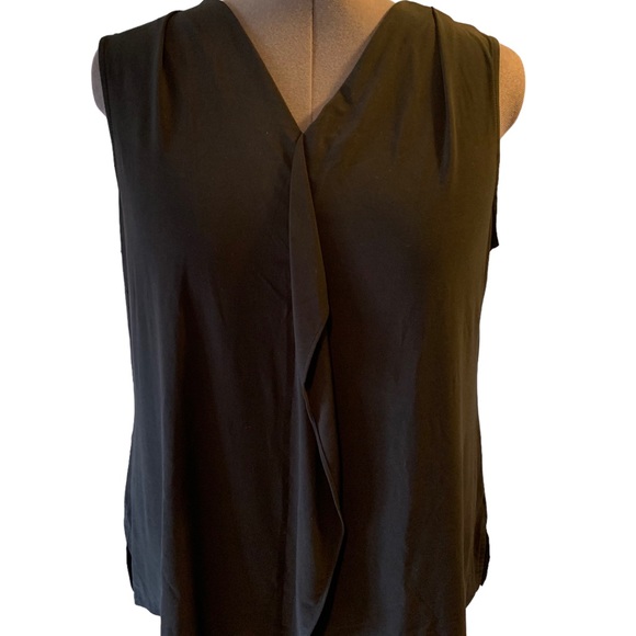 Black V-Neck Sleeveless Blouse with Ruffle Down Front * 2X - Picture 2 of 10